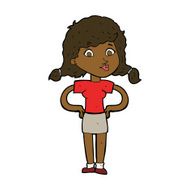 cartoon pretty girl with hands on hips N8