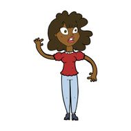 cartoon worried woman waving N15