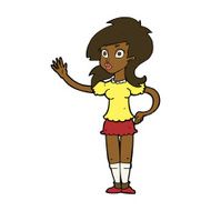 cartoon pretty woman waving for attention N8
