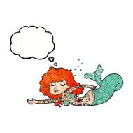 cartoon mermaid with tattoos thought bubble N10