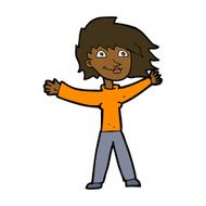 cartoon excited woman waving N7