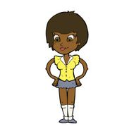 cartoon pretty woman with hands on hips N15