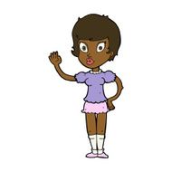 cartoon pretty girl waving N22