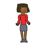 cartoon woman shrugging shoulders N344