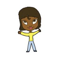 cartoon happy woman waving arms N7