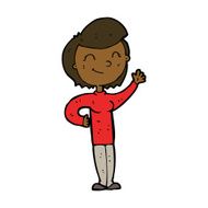 cartoon friendly waving woman N8