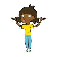 cartoon woman throwing arms in air N7