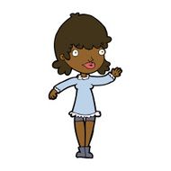 Cartoon Woman Waving N237