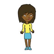 cartoon woman shrugging shoulders N348