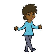 cartoon woman shrugging shoulders N349
