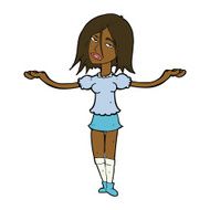 cartoon woman shrugging shoulders N351