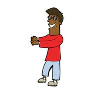 cartoon grinning man wearing glasses N8
