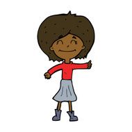 cartoon happy girl giving thumbs up symbol N8