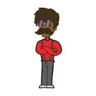 cartoon hipster man with mustache and spectacles N8