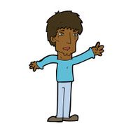 cartoon worried man reaching out N13