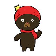 cartoon waving black bear N43
