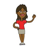 Cartoon Woman Waving N244
