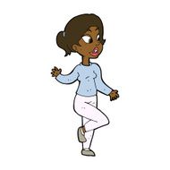 cartoon friendly woman waving N37