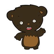 cartoon black bearcub waving N3