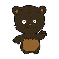 cartoon black bearcub waving N4