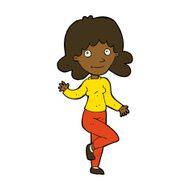 cartoon friendly woman waving N38