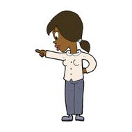 cartoon enthusiastic woman pointing N8
