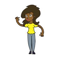 cartoon pretty woman waving N67