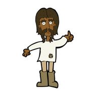 cartoon hippie man giving thumbs up symbol N8