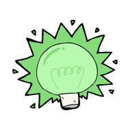 cartoon flashing green light bulb N7