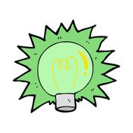 cartoon flashing green light bulb N8
