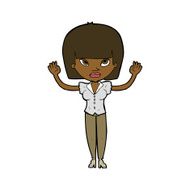 cartoon woman with raised hands N7