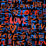 Pattern with hand painted words love N3