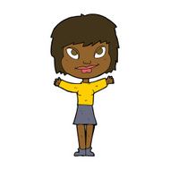 cartoon woman waving arms N15