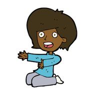 cartoon shocked woman on knees N7