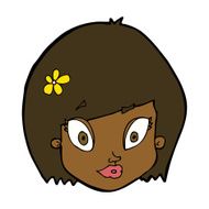 cartoon happy female face N134