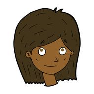 cartoon happy female face N135
