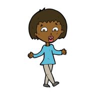 cartoon woman shrugging shoulders N353