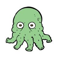 cartoon alien squid face N22