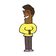 cartoon grinning man wearing sunglasses N6