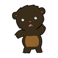 cartoon waving black bear cub N28