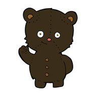 cartoon waving black bear cub N30