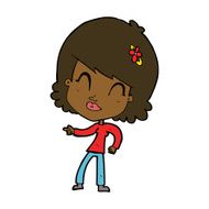 cartoon happy woman pointing N49