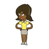 cartoon annoyed woman with hands on hips N6