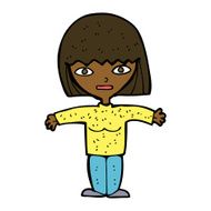 cartoon woman with open arms N77
