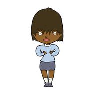 cartoon woman making Who Me? gesture N33