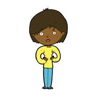 cartoon woman making Who Me? gesture N34