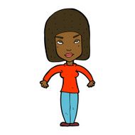 cartoon woman shrugging shoulders N355