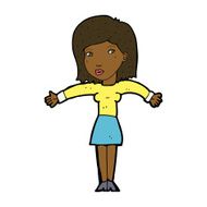 cartoon woman shrugging shoulders N356