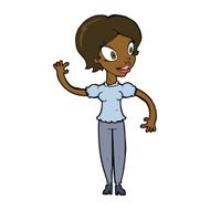 Cartoon Woman Waving N250