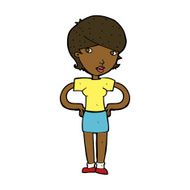 cartoon woman with hands on hips N163